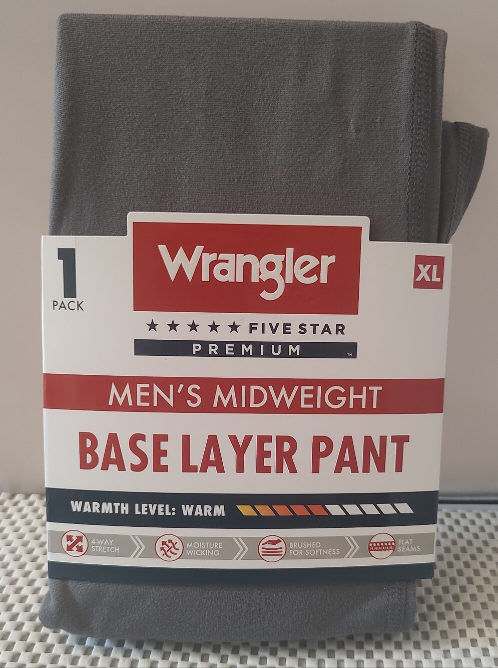 Wrangler Men's Size XL Brushed Performance Base Layer Pant NWT Charcoal Midweigh